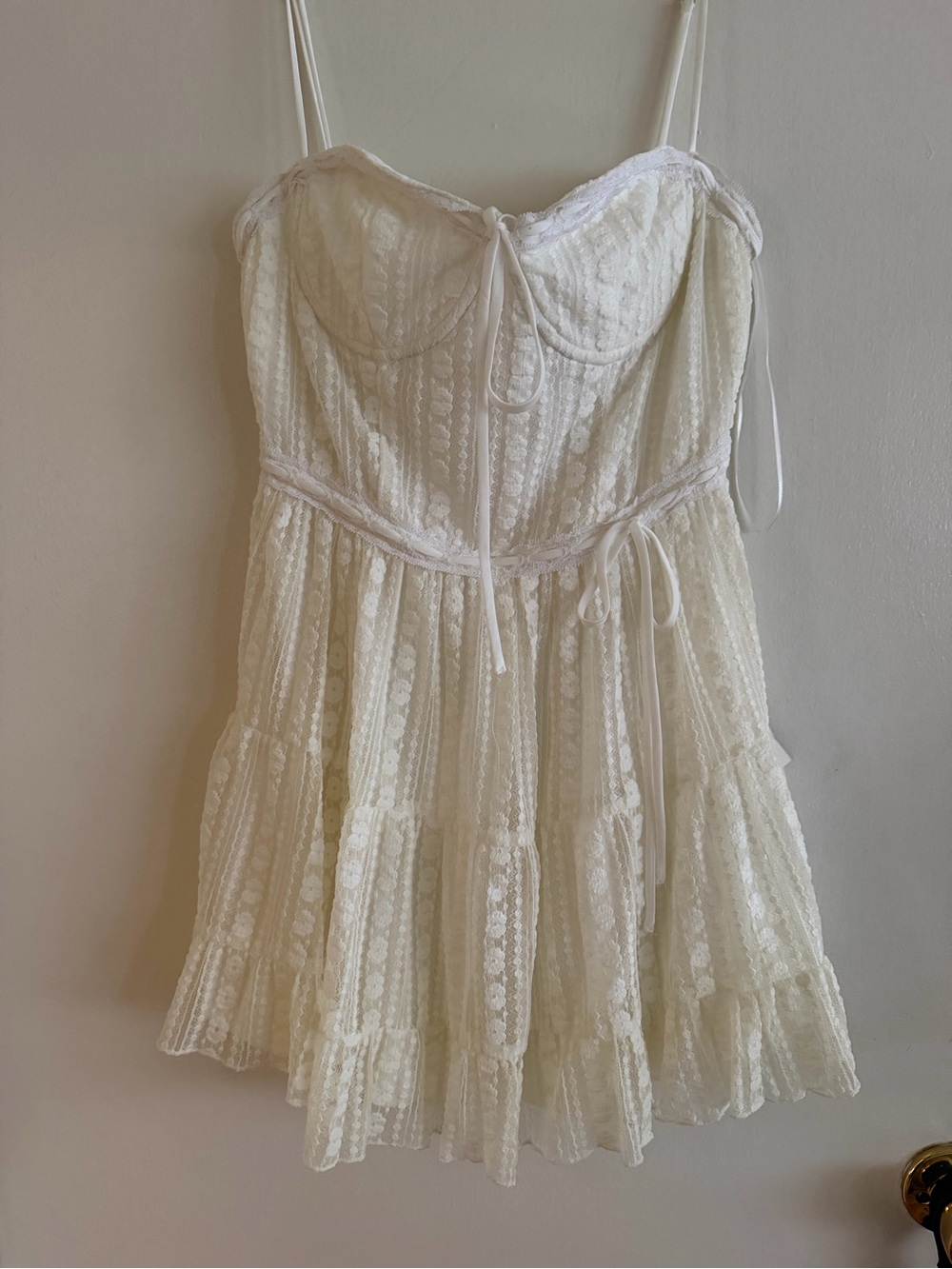Lace Tiered Babydoll Dress in Ivory